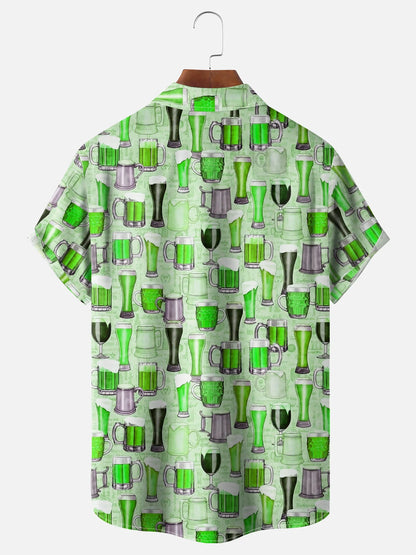 Tall Size Moisture-wicking Beer Chest Pocket Short Sleeve Casual Shirt