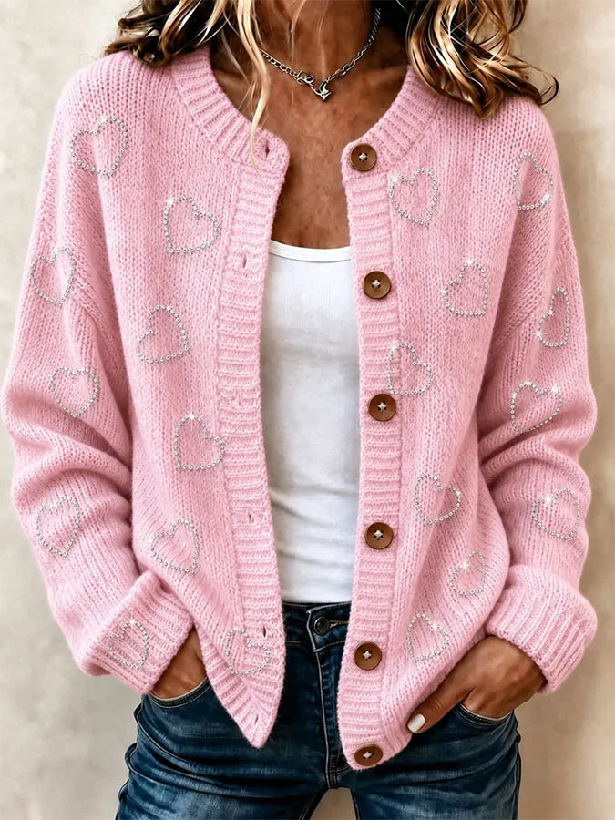 Women's Casual Printed Knit Cardigan