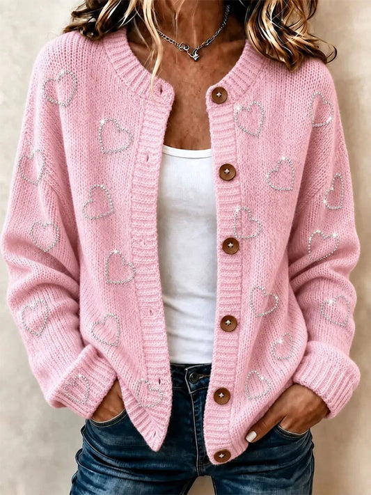 Women's Casual Printed Knit Cardigan