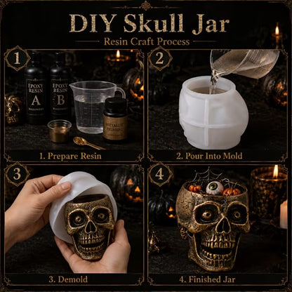 Gothic Skull Flower Pot Silicone Mold – DIY Resin, Plaster, Candle & Soap Casting Mold