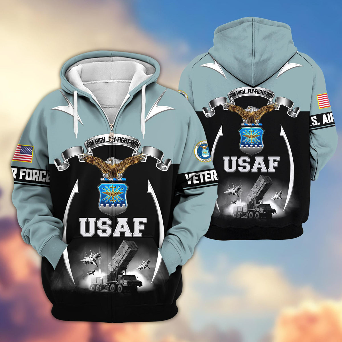 Premium US Veterans Zip Up Hoodie ATTN150821, Gifts For US Veterans, Gifts On Father's Day, Veterans Day.