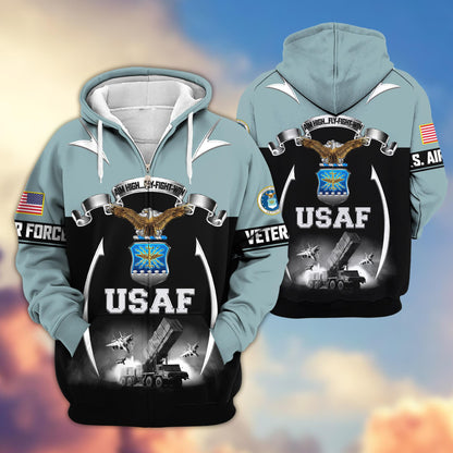 Premium US Veterans Zip Up Hoodie ATTN150821, Gifts For US Veterans, Gifts On Father's Day, Veterans Day.