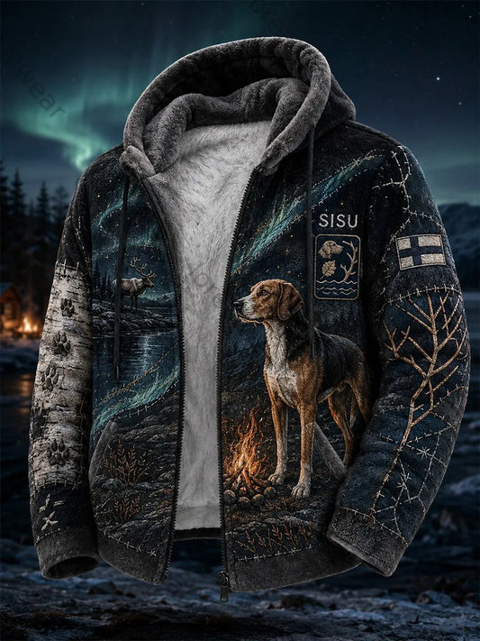 Retro NordicStyle Hunting Dog Graphic Hoodie  CasualComfortable