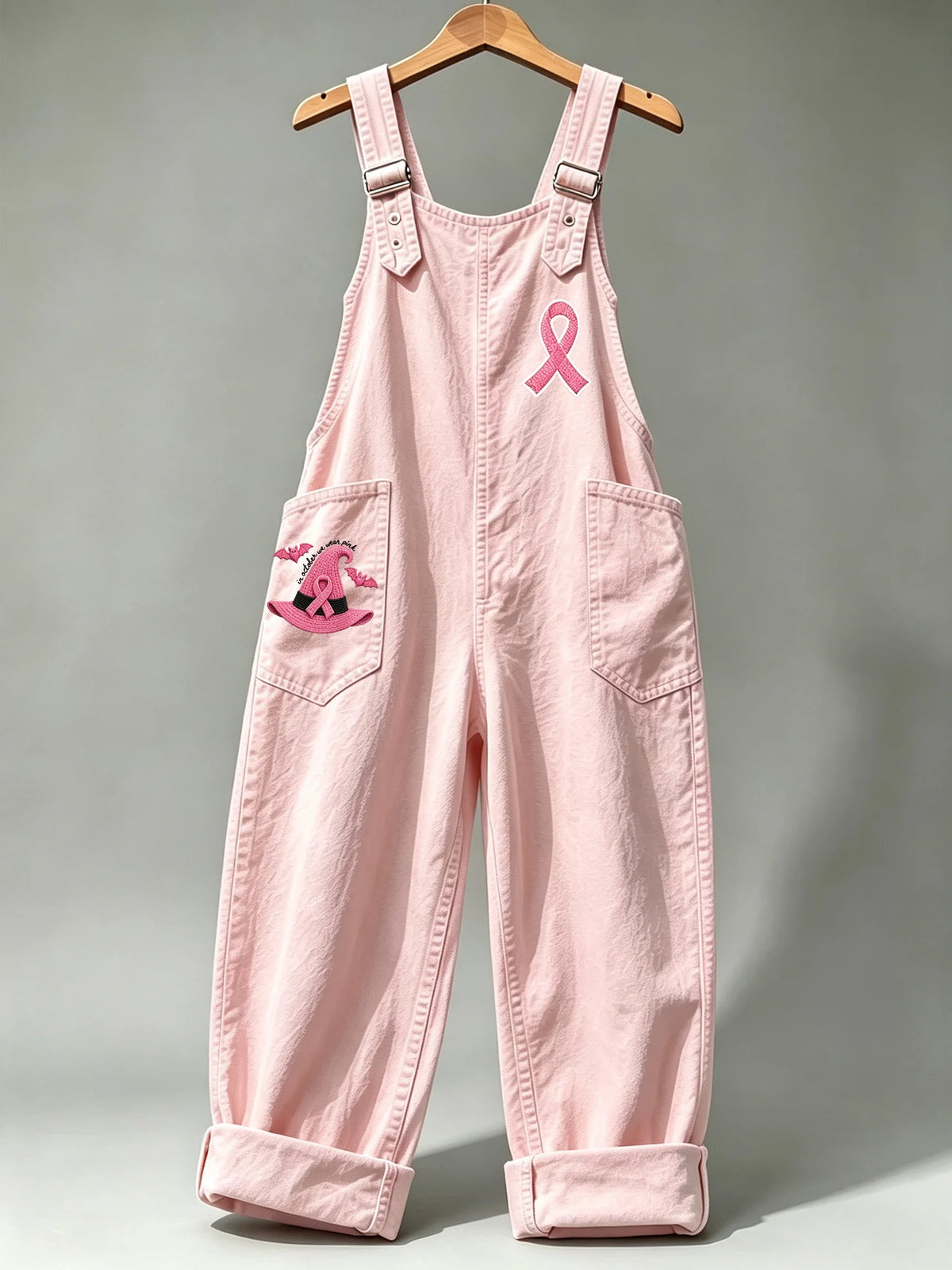 Women's Retro Breast Cancer Awareness Print Overalls