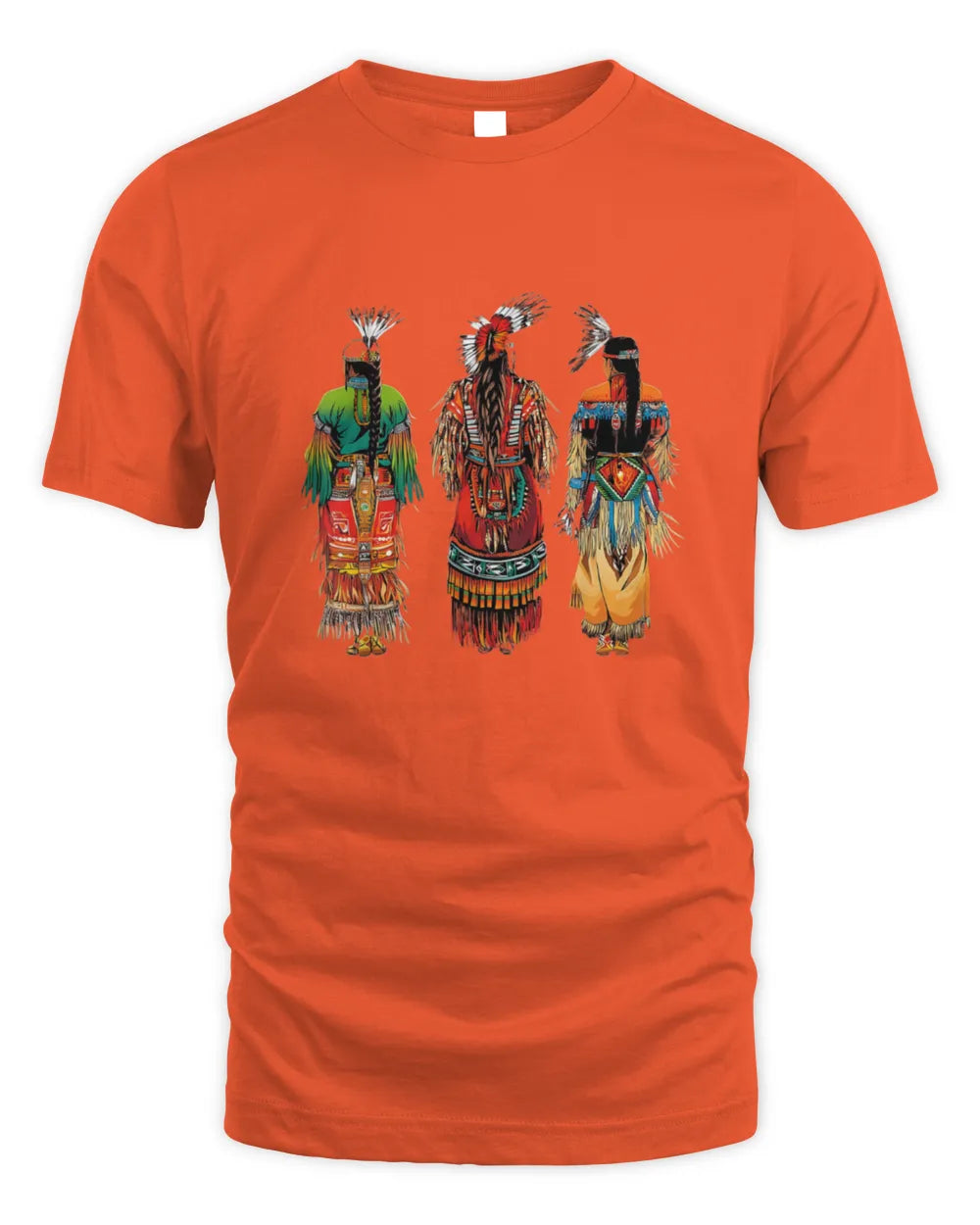 Native American Dancers Shirt | Indigenous Powwow Regalia T-Shirt | Tribal Pride Cultural Graphic Tee | First Nations Heritage Gift - Unisex Standard T-Shirt - orange - front