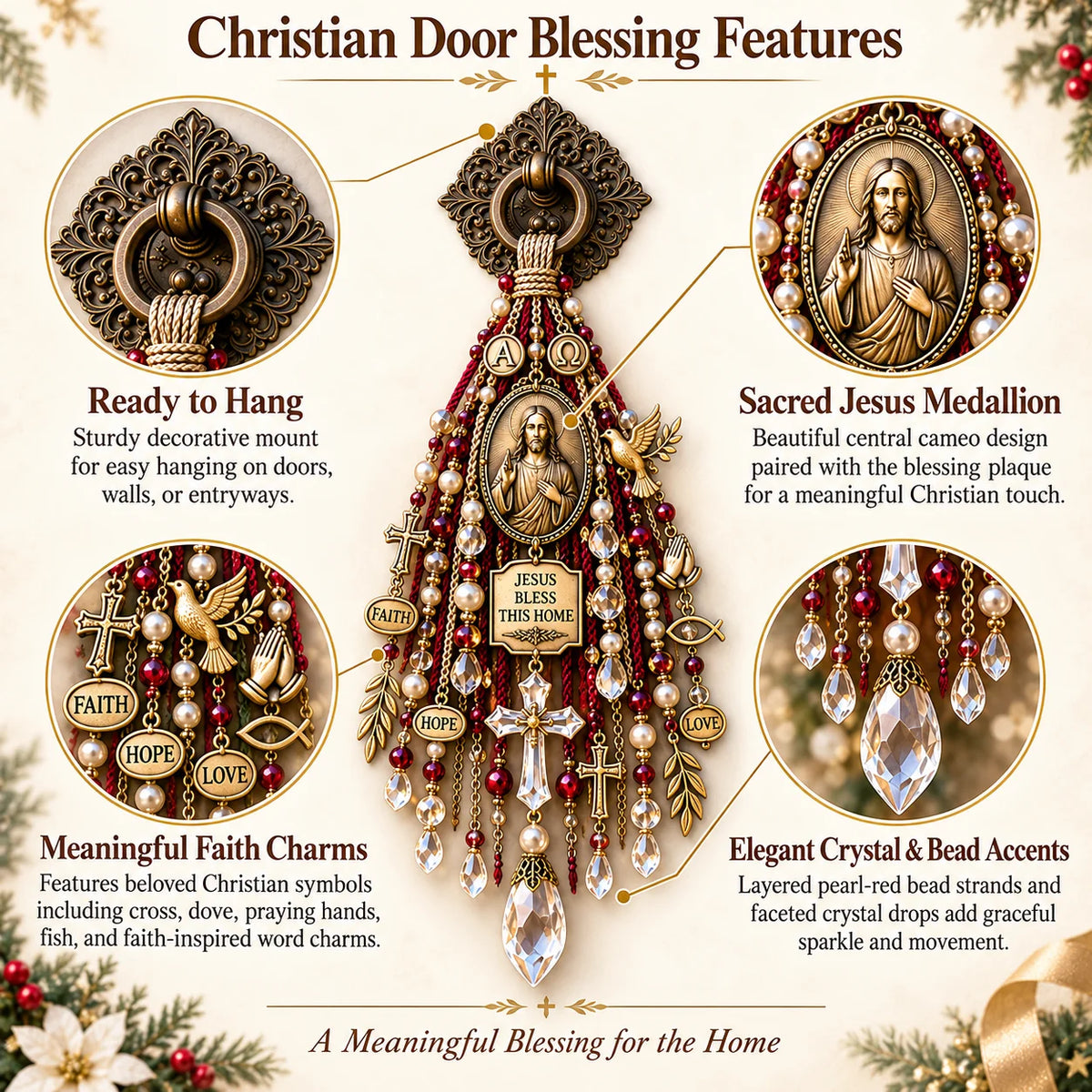 ✝️💙 Christian Door Blessing – Jesus & Virgin Mary Keepsake for Faith, Peace & Home