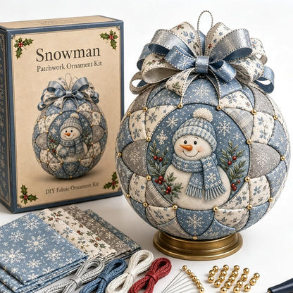 Christmas Classics Patchwork Ornament DIY Kit - Handmade Fabric Holiday Decor - Snowman, Santa & More