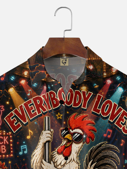 Moisture-Wicking "Beer Can Chicken" Chest-Pocket Hawaiian Shirt