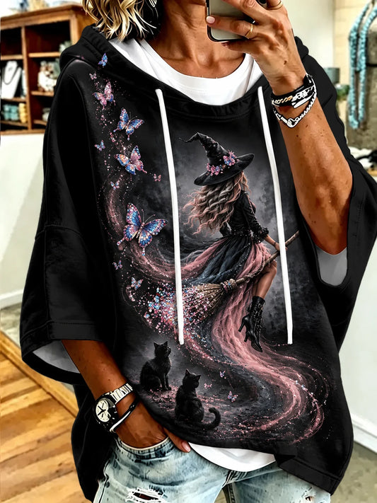 Women's Pink Witch Print Sweatshirt