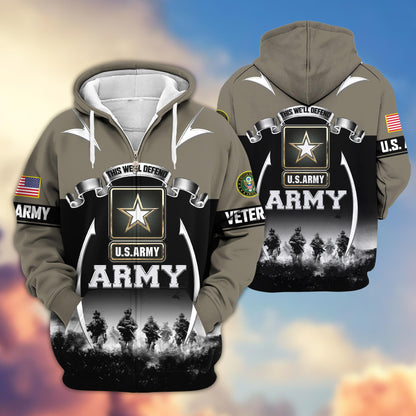 Premium US Veterans Zip Up Hoodie ATTN150821, Gifts For US Veterans, Gifts On Father's Day, Veterans Day.