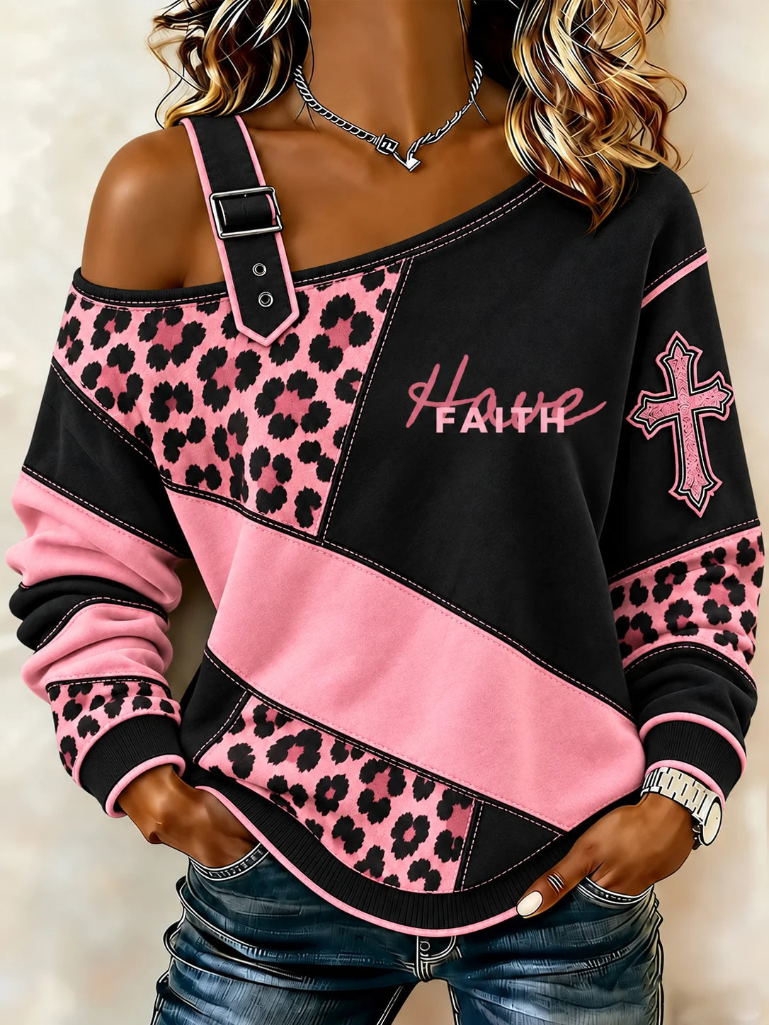 Women's "Faith" Print Top