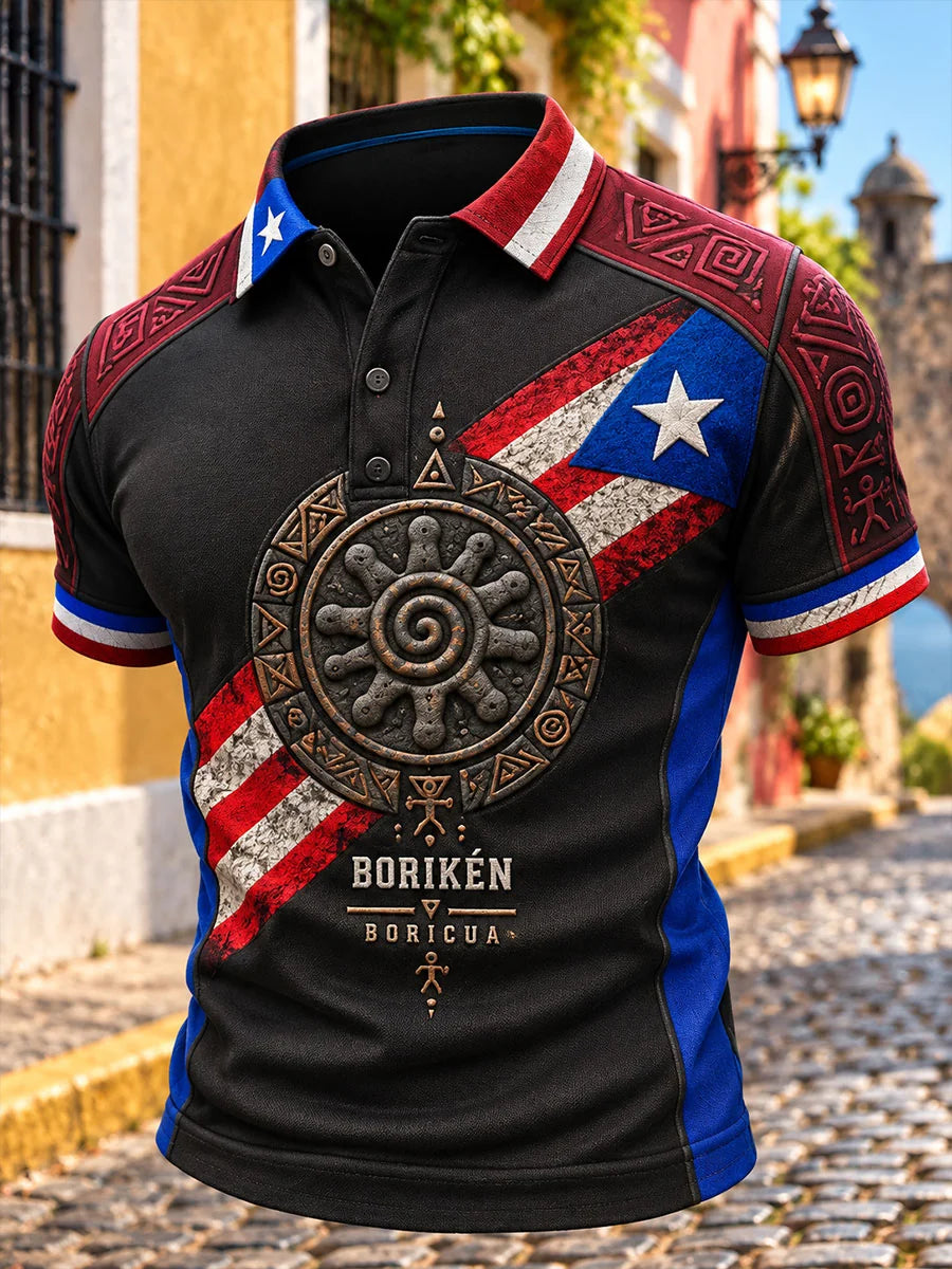 Men's Puerto Rico Boricua Art Printed Casual Tops