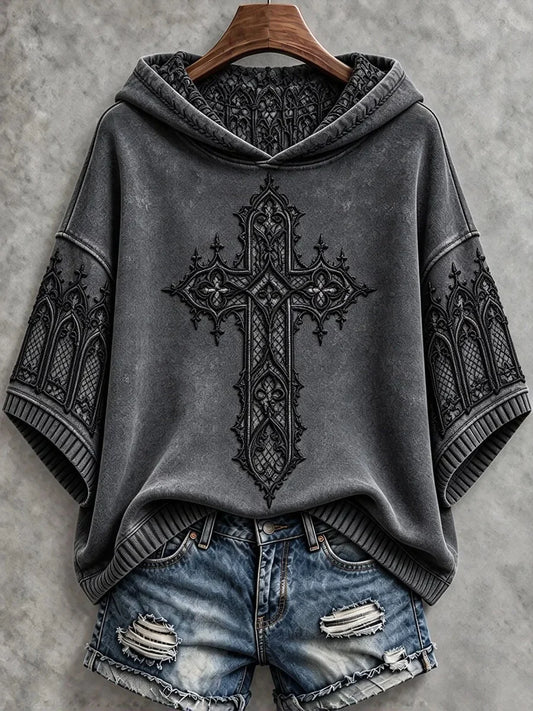 Women's Faith Cross Print Oversized Sweatshirt