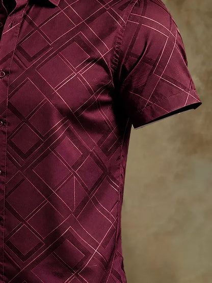 Moisture-Wicking Abstract Geometric Line Art Casual Shirt