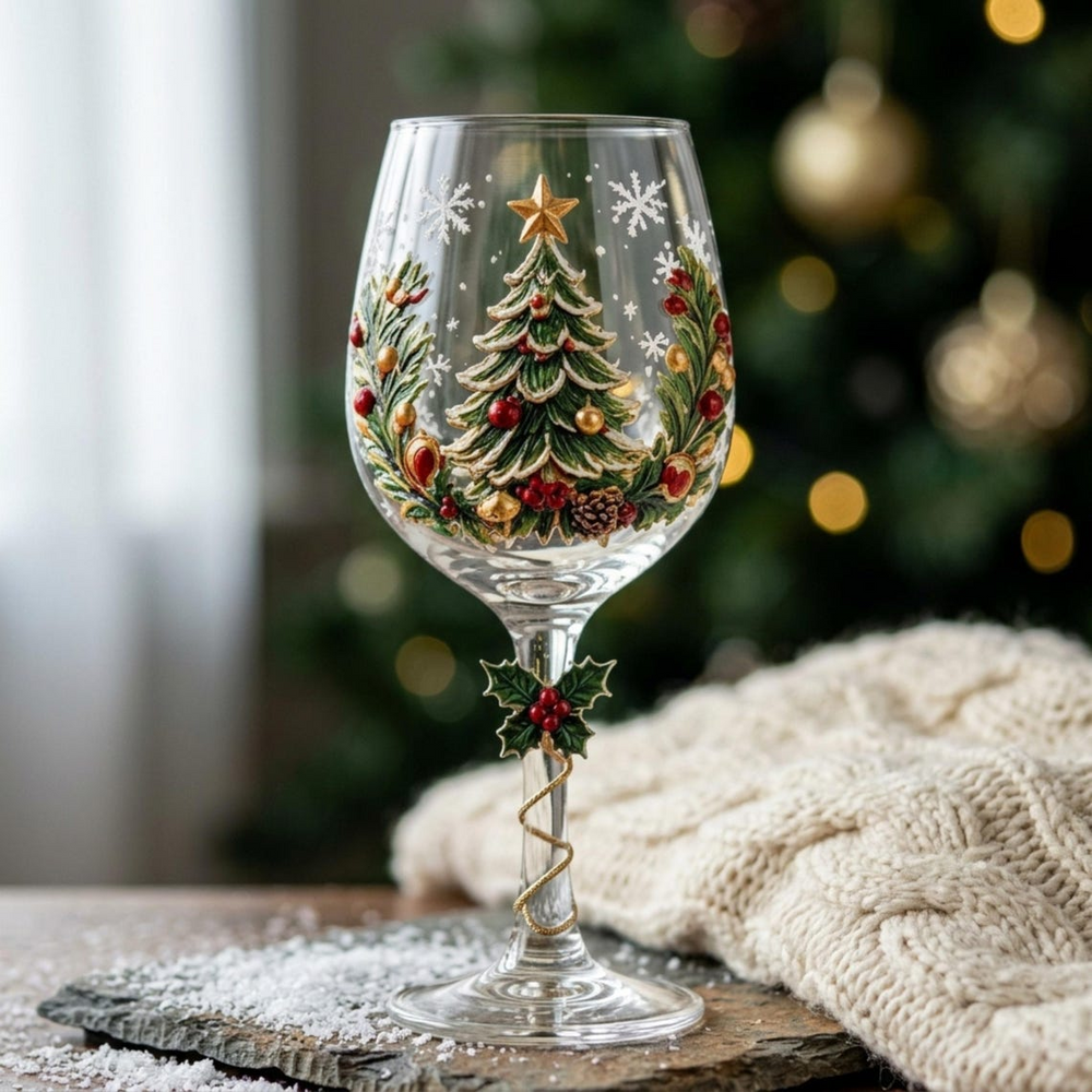Christmas wine glasses - christmas tree